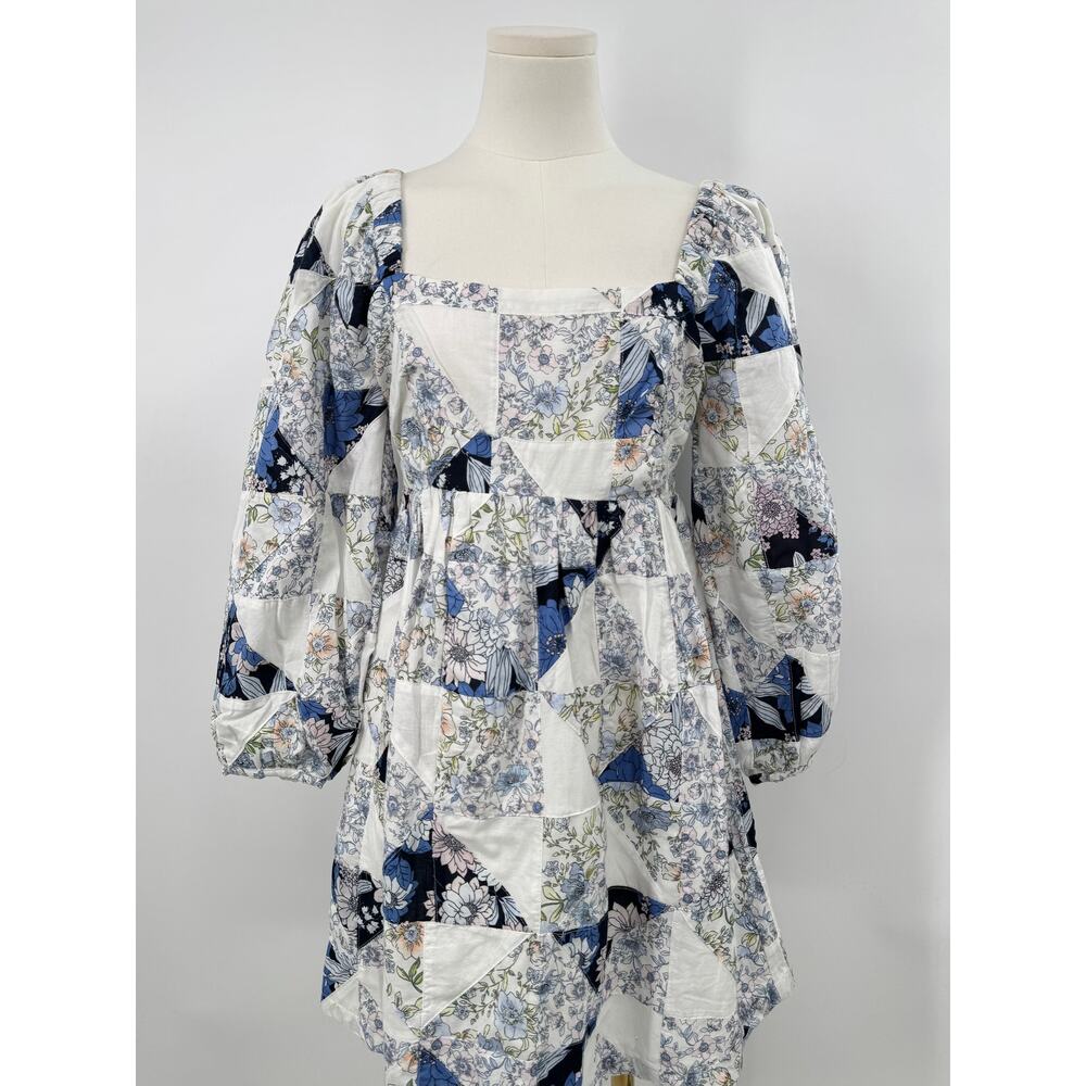 J Crew White Floral Patchwork Dress Cotton Voile Cottagecore Grannycore S NWT